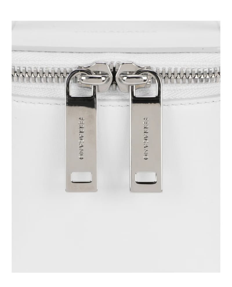 Ferragamo Micro Zip-Around Shoulder Bag White