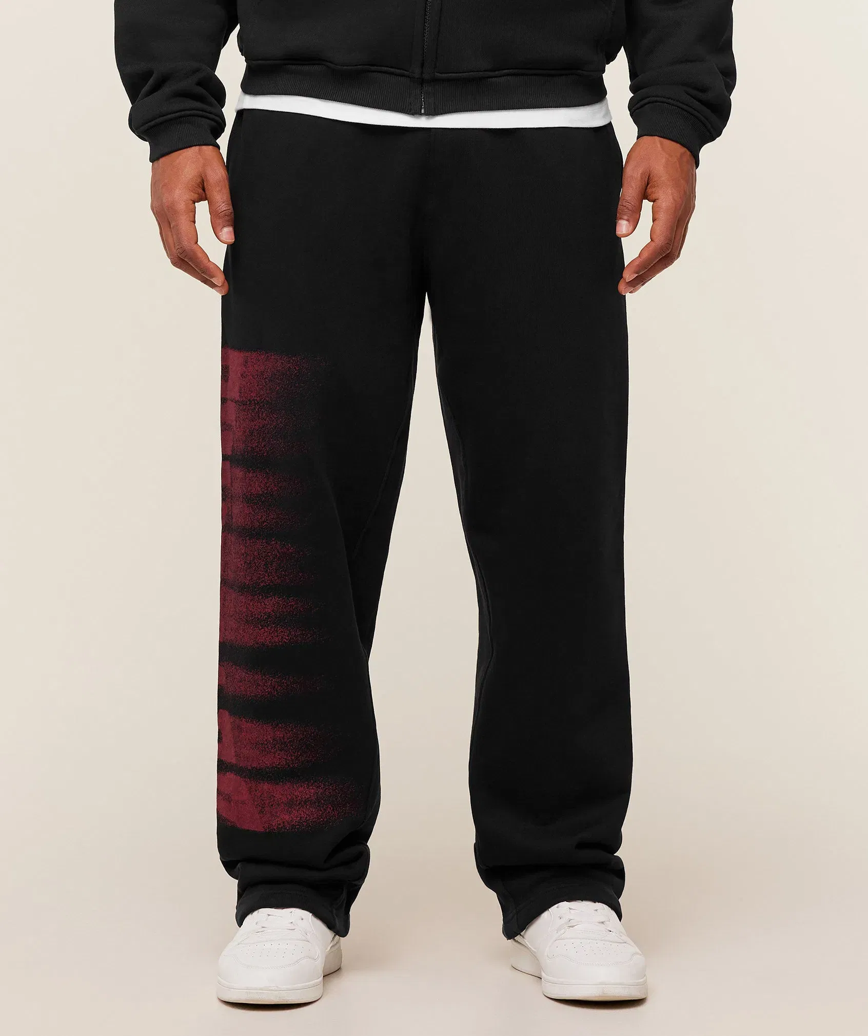 Gymshark Fade Graphic Straight Leg Pants - Black/Sets Red