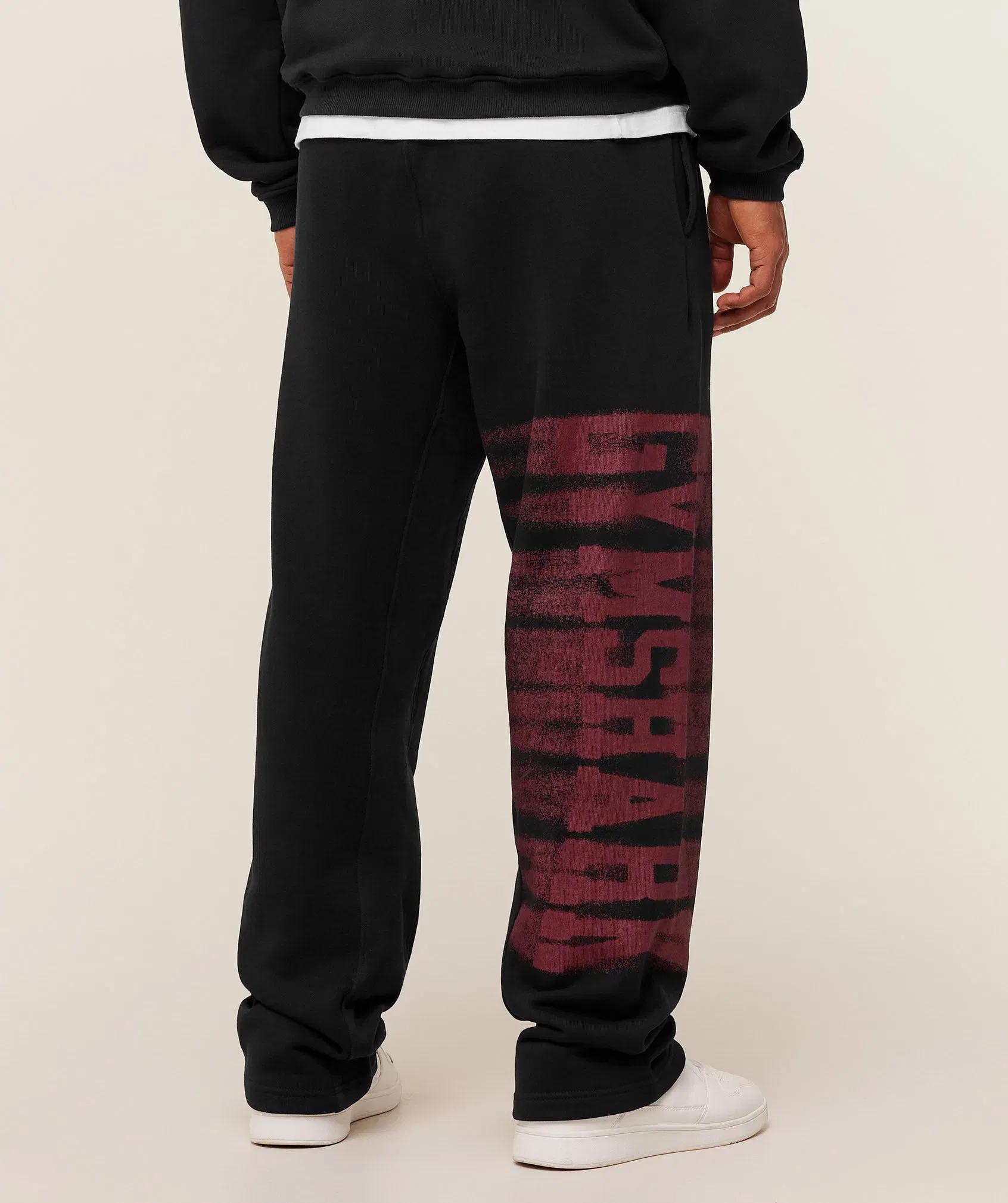 Gymshark Fade Graphic Straight Leg Pants - Black/Sets Red
