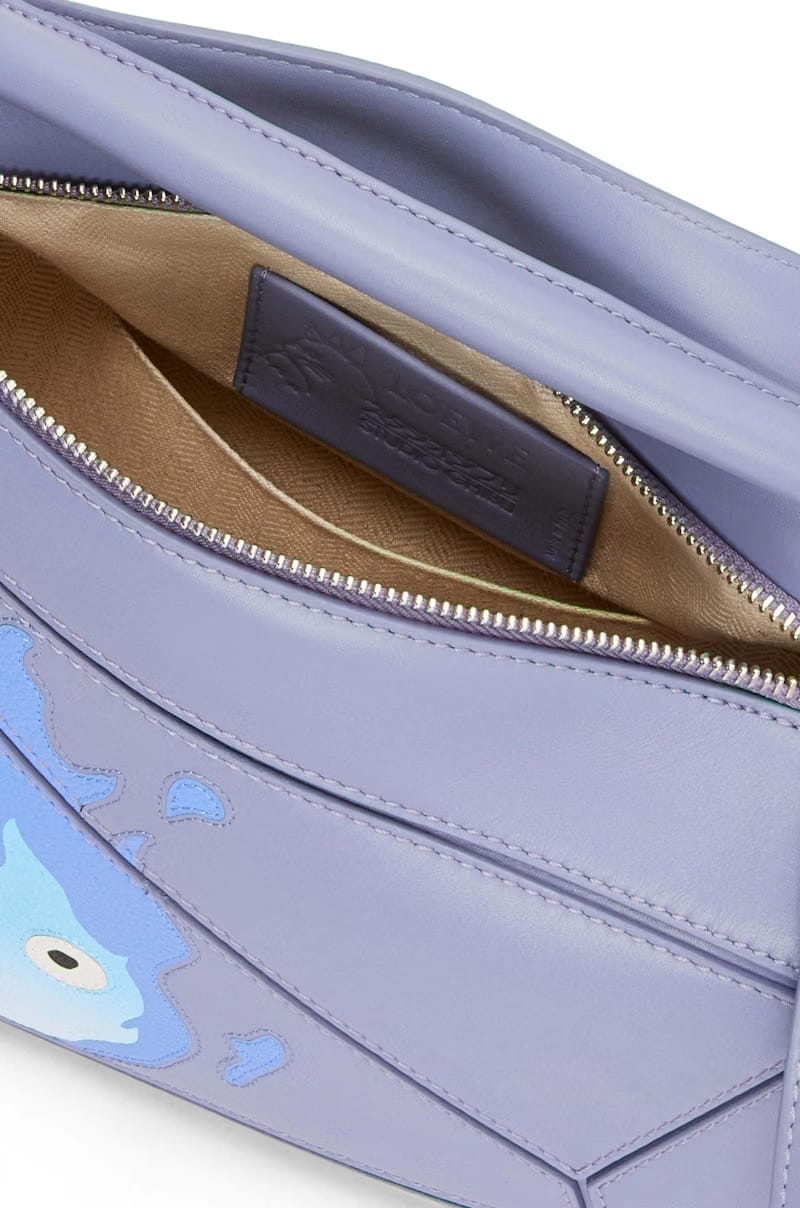 LOEWE x Howls Calcifer Small Puzzle Bag In Satin Calfskin Blueberry