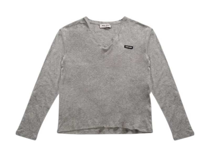 Miu Miu Jersey Polo Shirt Grey