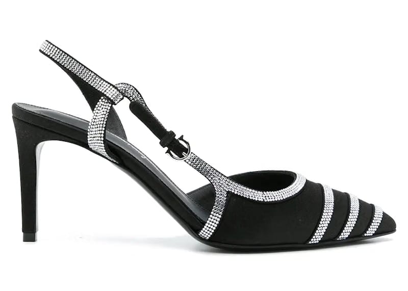 Ferragamo Rhinestone Sling-Back Pumps Black (Women's)