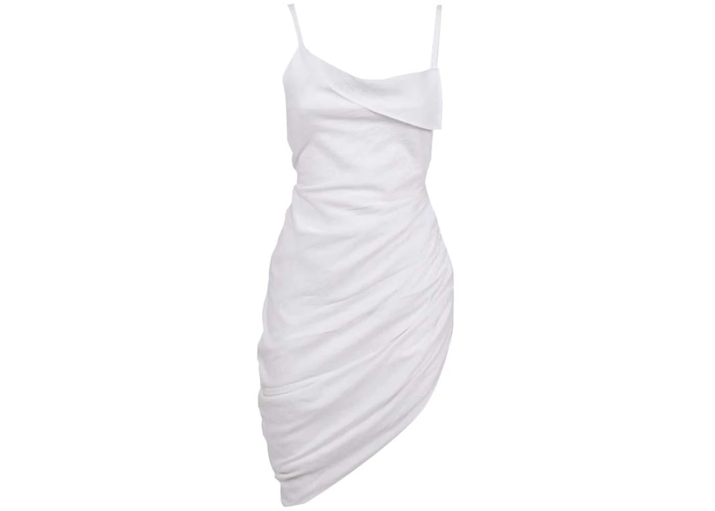 Jacquemus Saudade Asymmetric Draped Mini Dress White