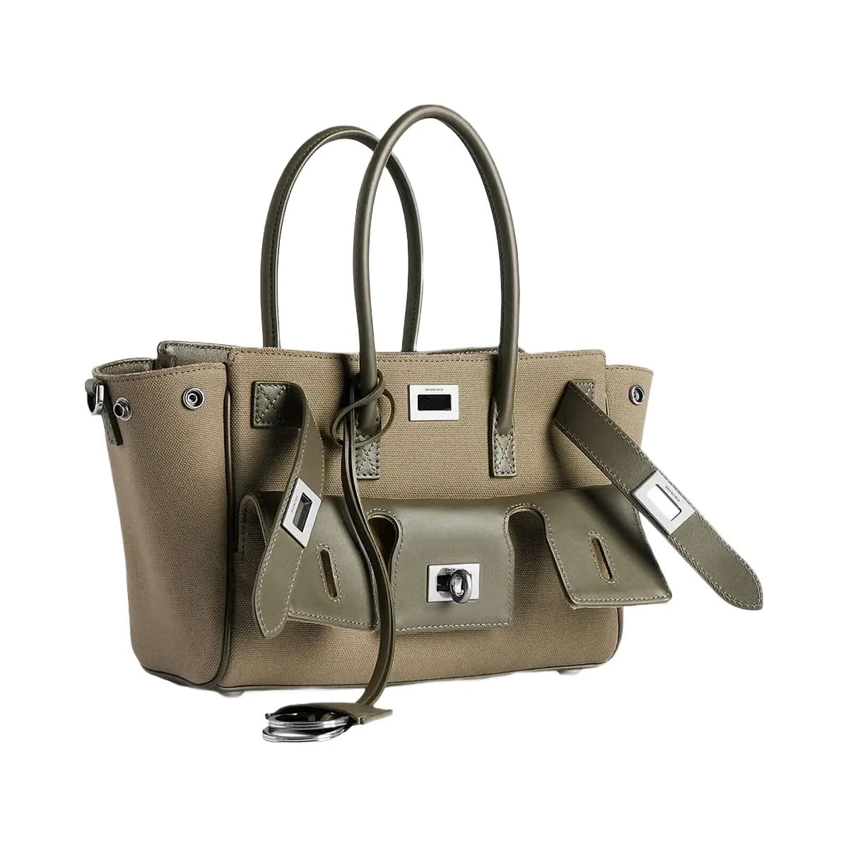 Balenciaga Bel Air Carry All Mini Cotton and Leather Top Handle Bag