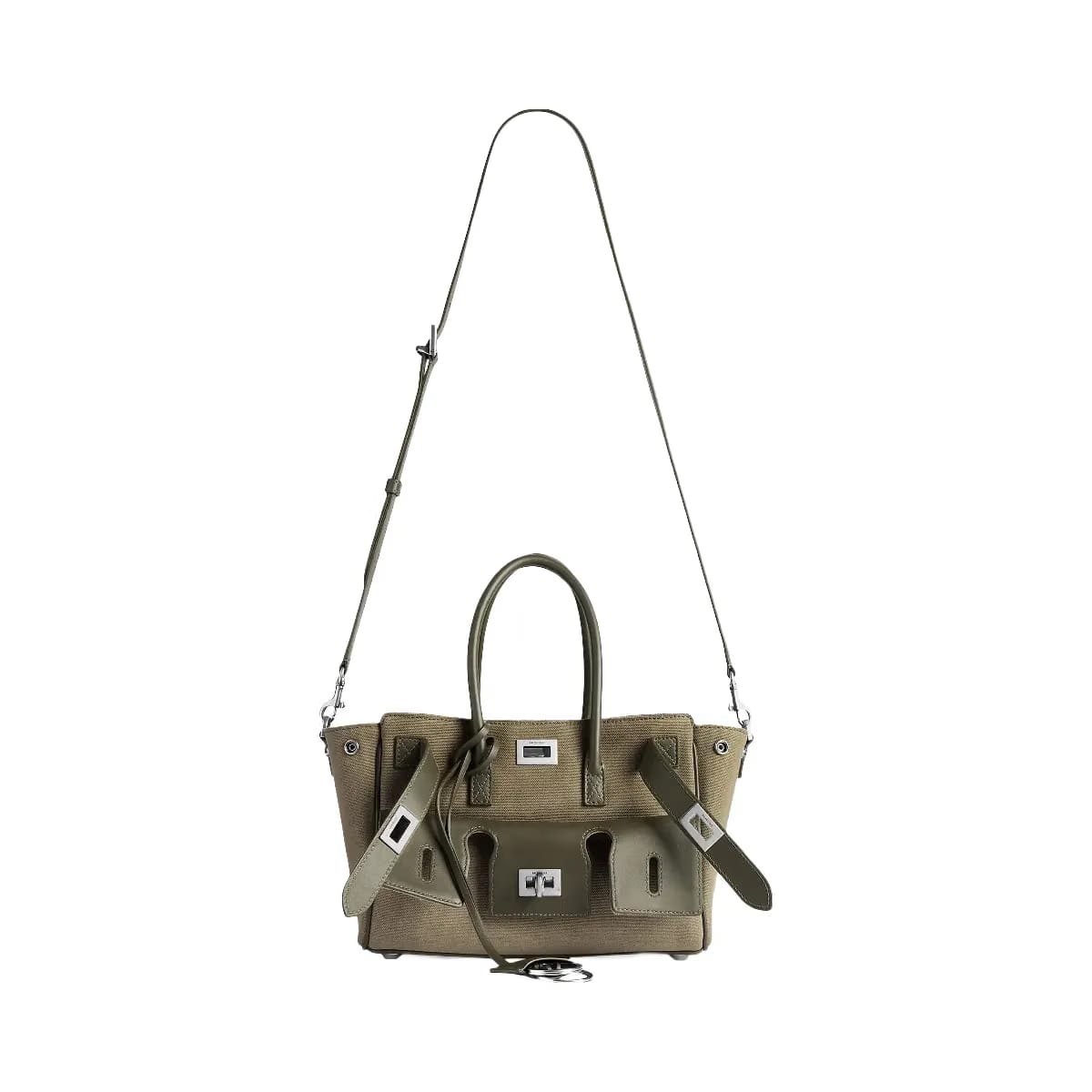 Balenciaga Bel Air Carry All Mini Cotton and Leather Top Handle Bag