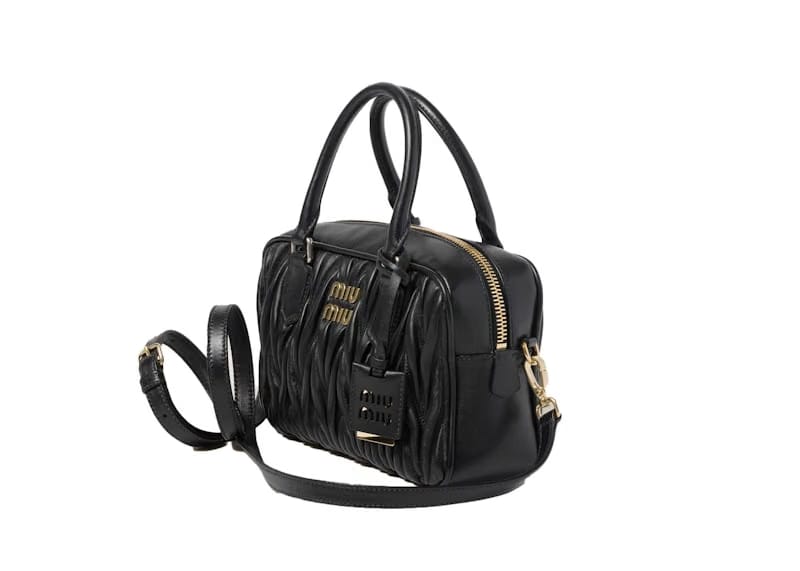 Miu Miu Matelasse Nappa Leather Top-Handle Black