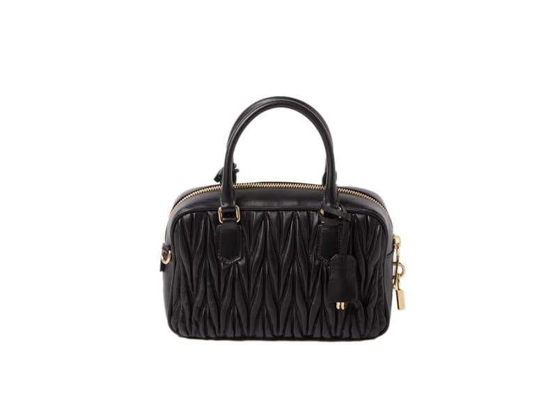 Miu Miu Matelasse Nappa Leather Top-Handle Black