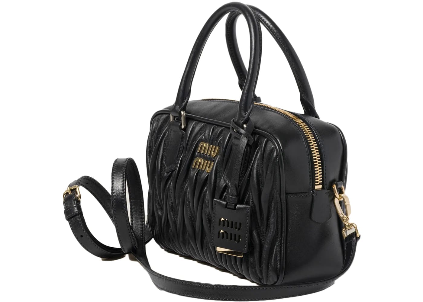 Miu Miu Matelasse Nappa Leather Top-Handle Black