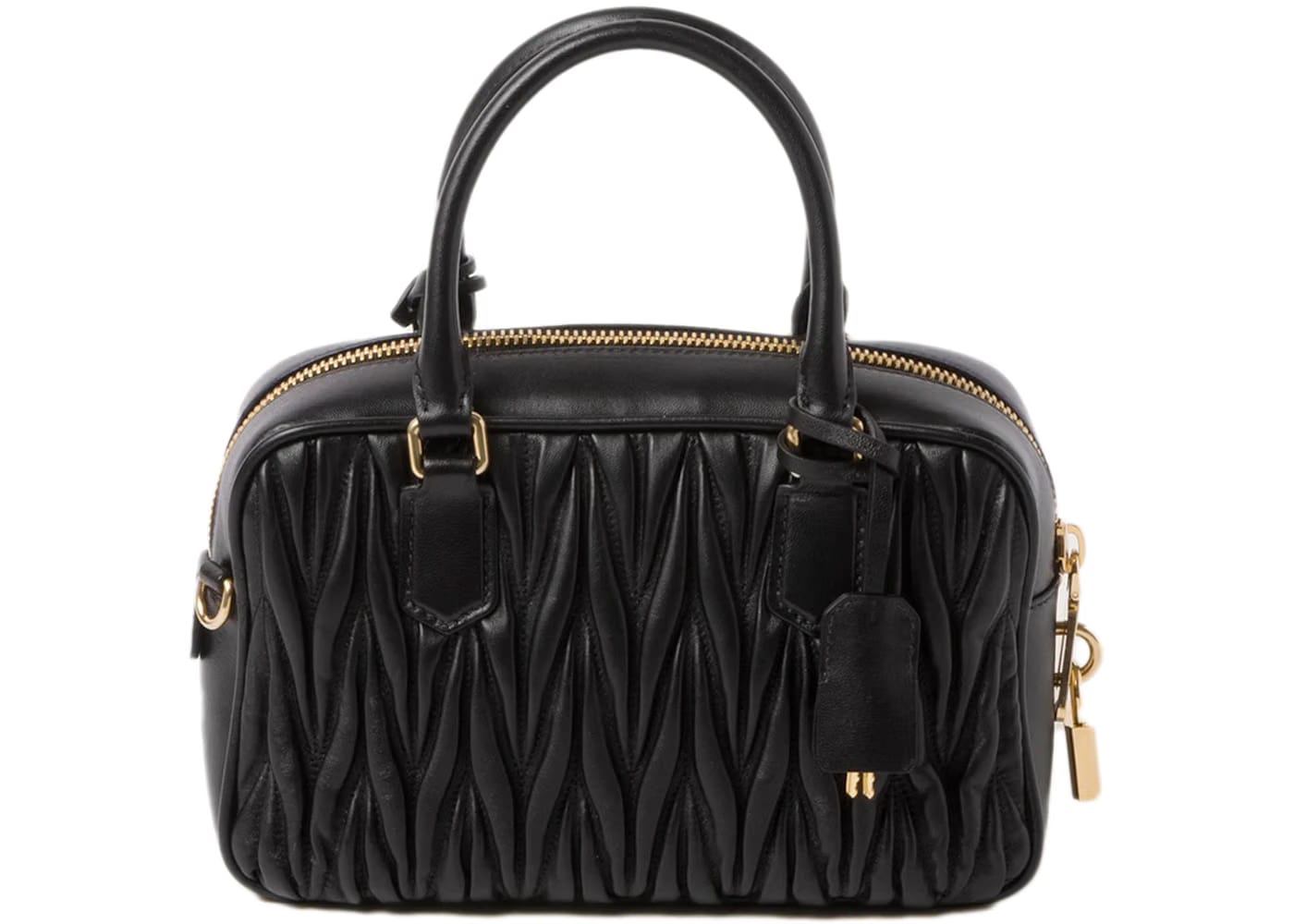 Miu Miu Matelasse Nappa Leather Top-Handle Black