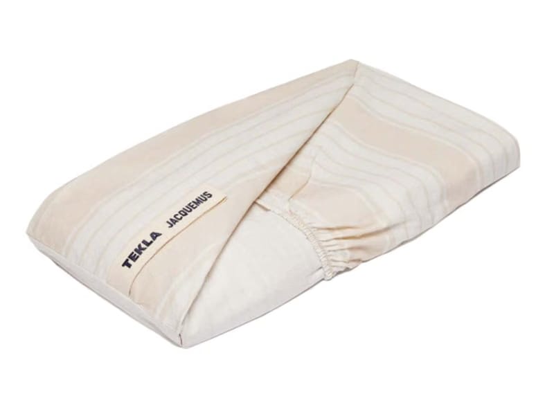 Jacquemus x Tekla Le Drap Housse (193x203x40) Almond Milk Stripe