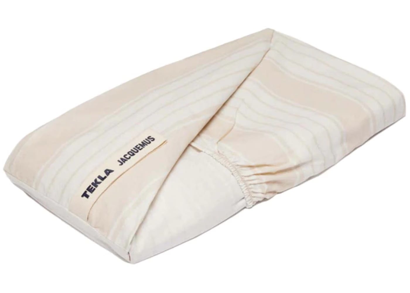 Jacquemus x Tekla Le Drap Housse (193x203x40) Almond Milk Stripe