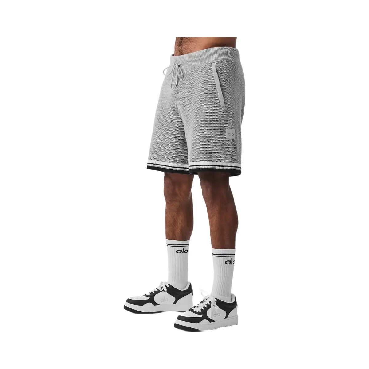 Alo Men's 7" Sports Club Sweater Knit Basketball Shorts - Athletic Heather Grey