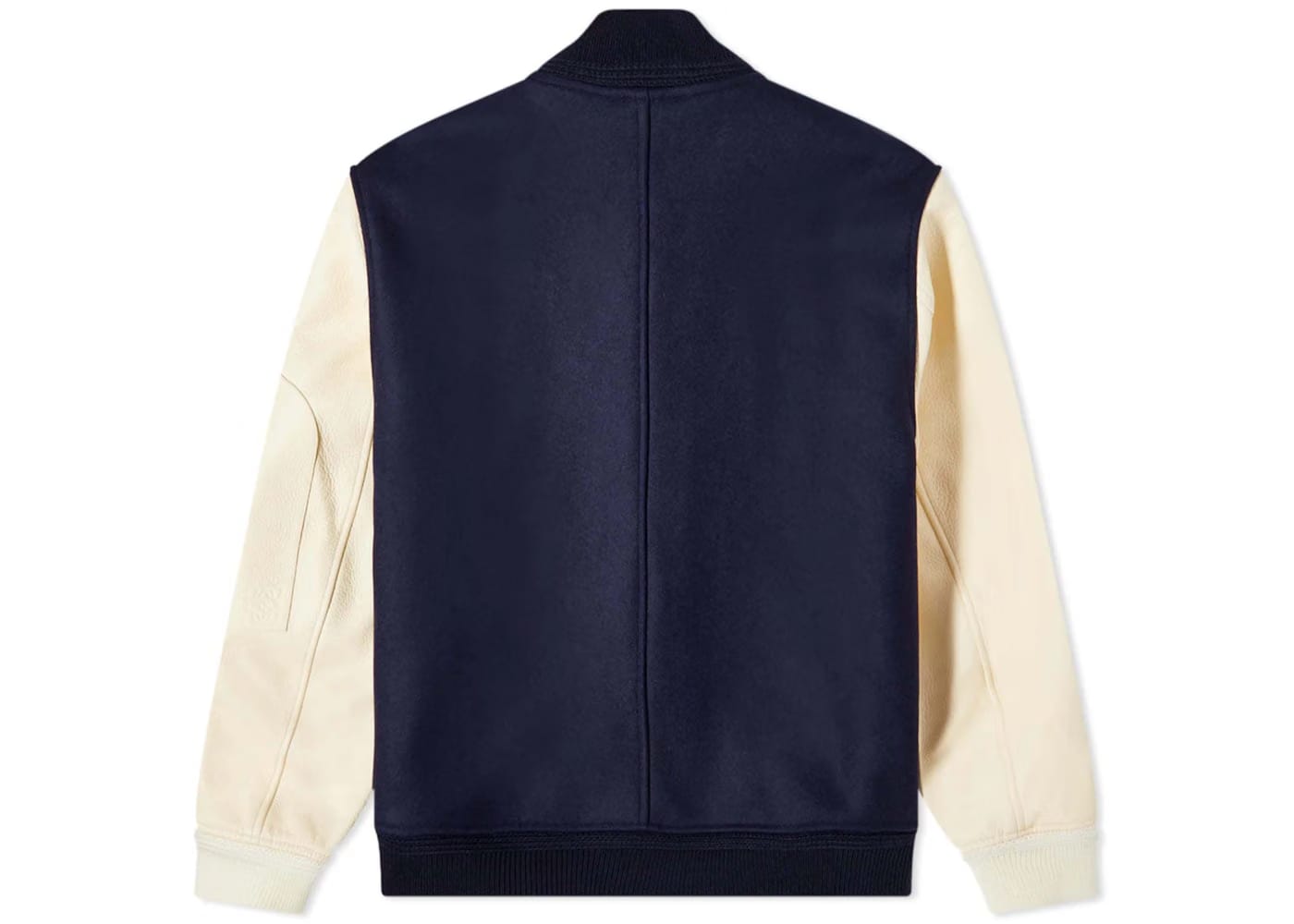 LOEWE Leather Sleeve Bomber Jacket Navy/Cream