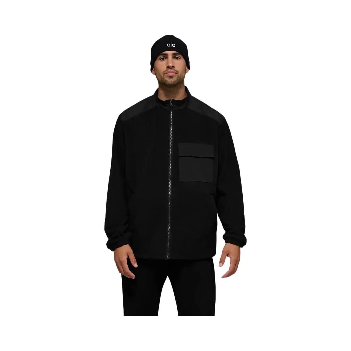 Alo Men's Polar Fleece Ridge Full Zip Jacket - Black