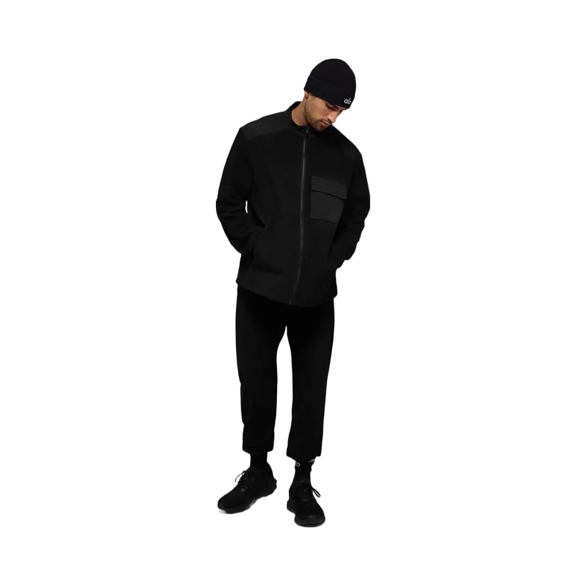 Alo Men's Polar Fleece Ridge Full Zip Jacket - Black
