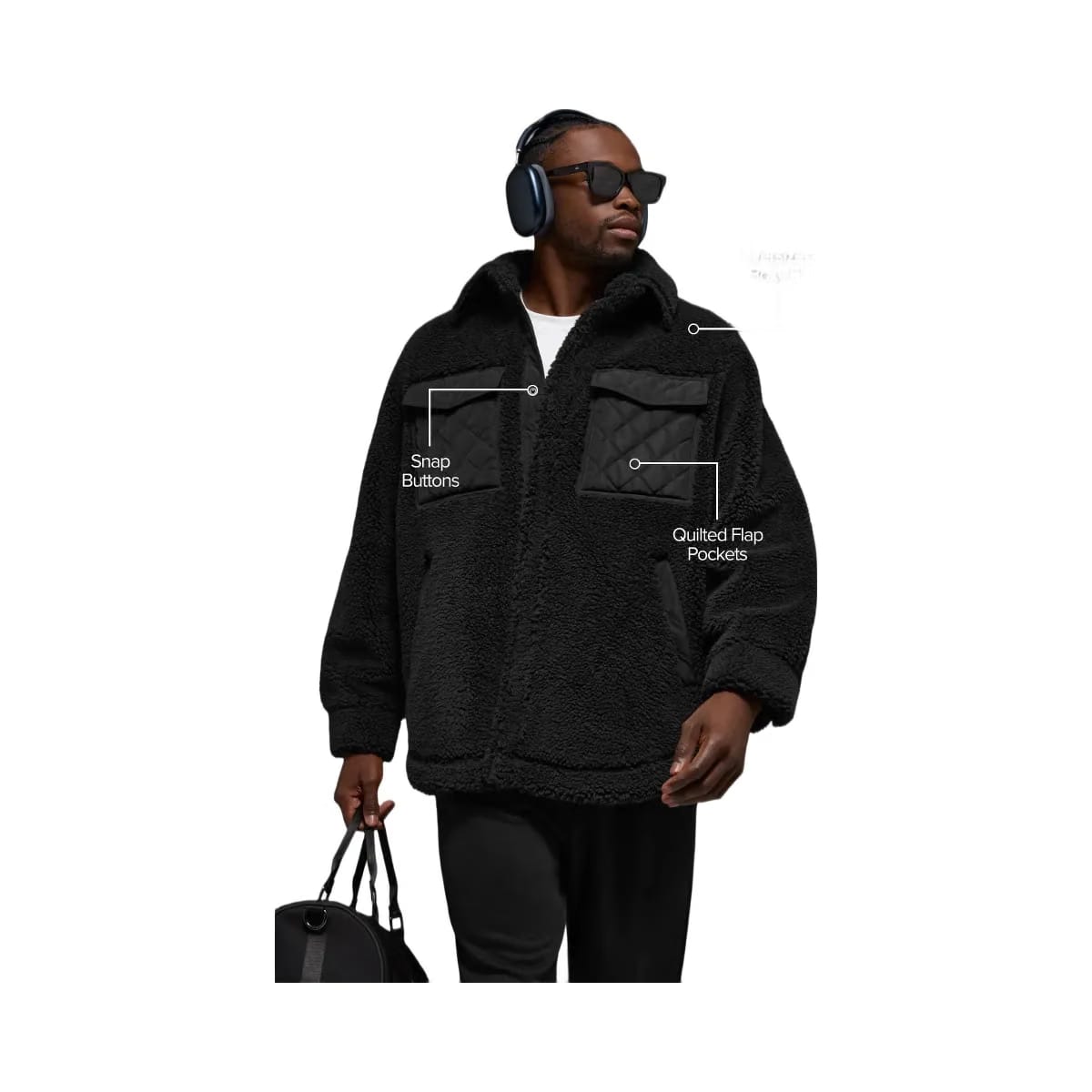 Alo Men's Sherpa Edge Shacket - Black