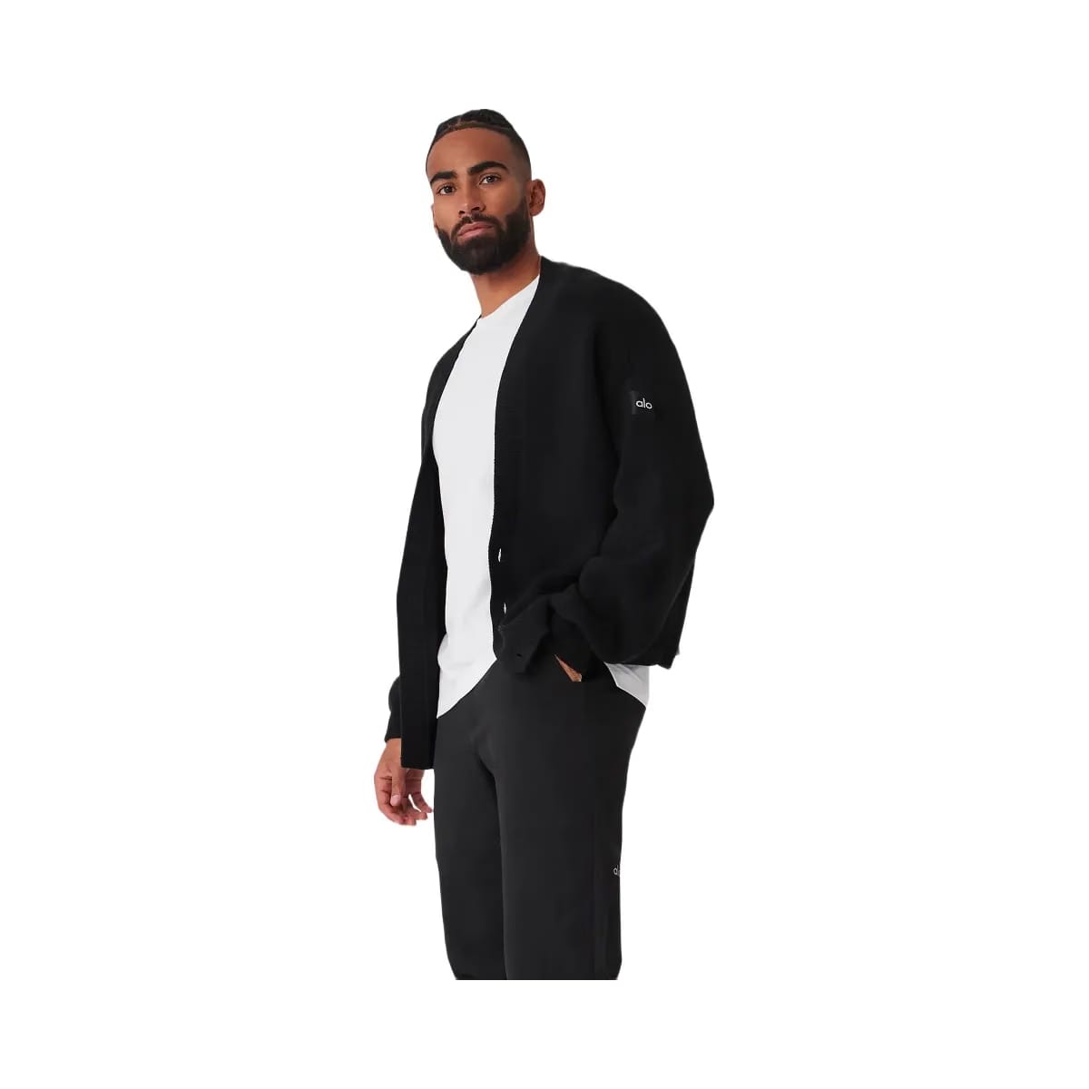 Alo Men's Scholar Cardigan Sweater - Black