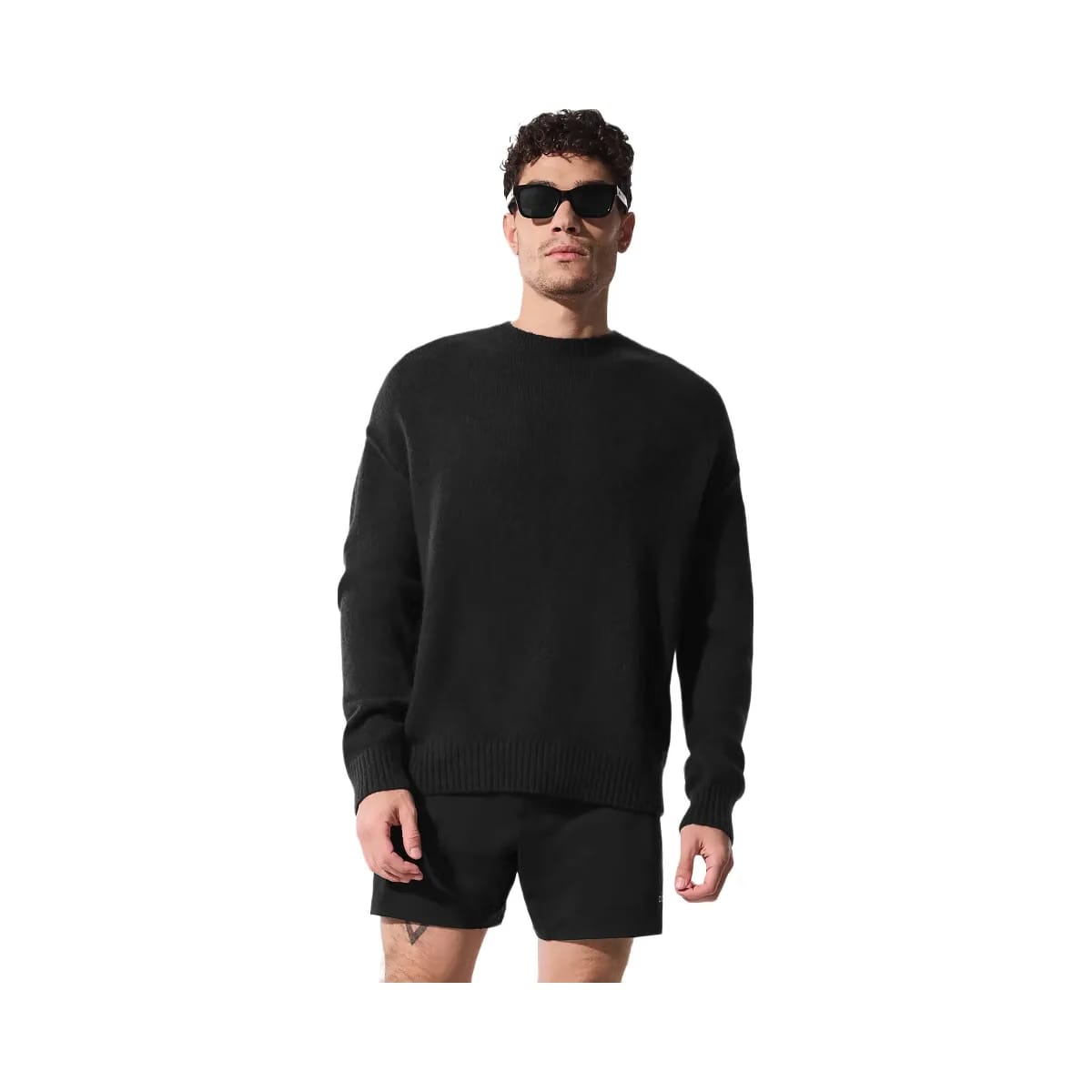 Alo Men's Unisex Wool Cashmere New Class Crewneck Sweater - Black