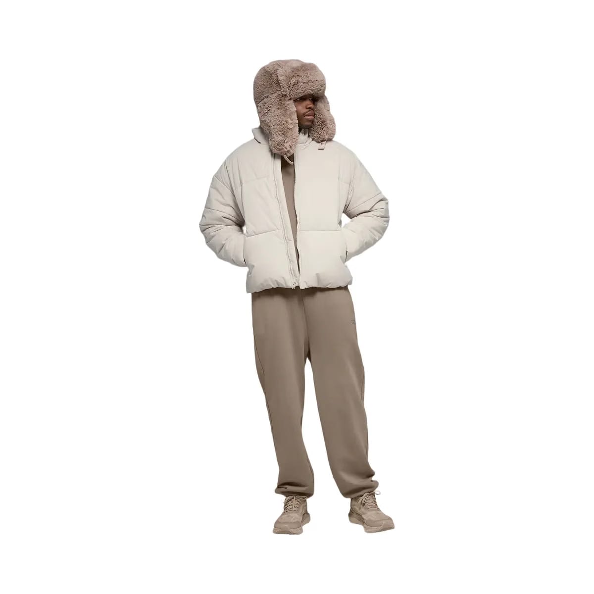 Alo Men's Stretch Woven Street Puffer - Bone