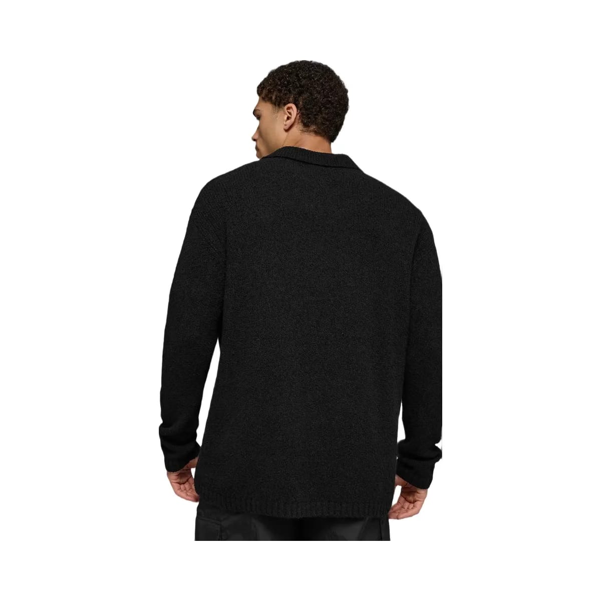 Alo Men's Textured Knit Long Sleeve Polo - Black
