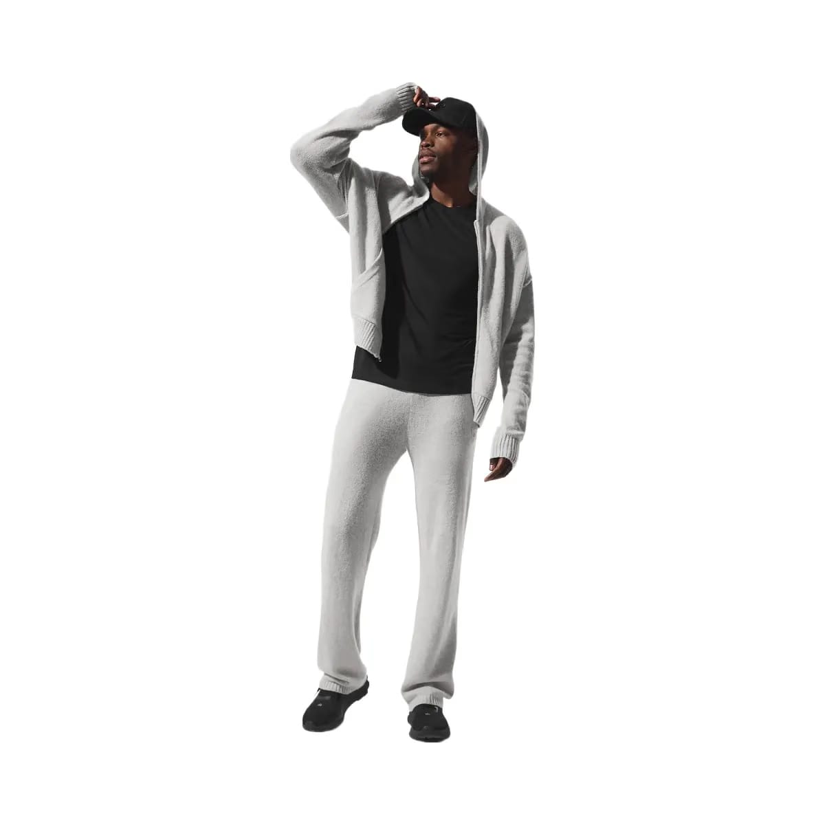 Alo Men's Wool Cashmere New Class Full Zip Hoodie - Pearl Grey Heather