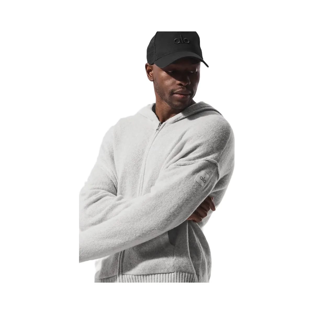 Alo Men's Wool Cashmere New Class Full Zip Hoodie - Pearl Grey Heather