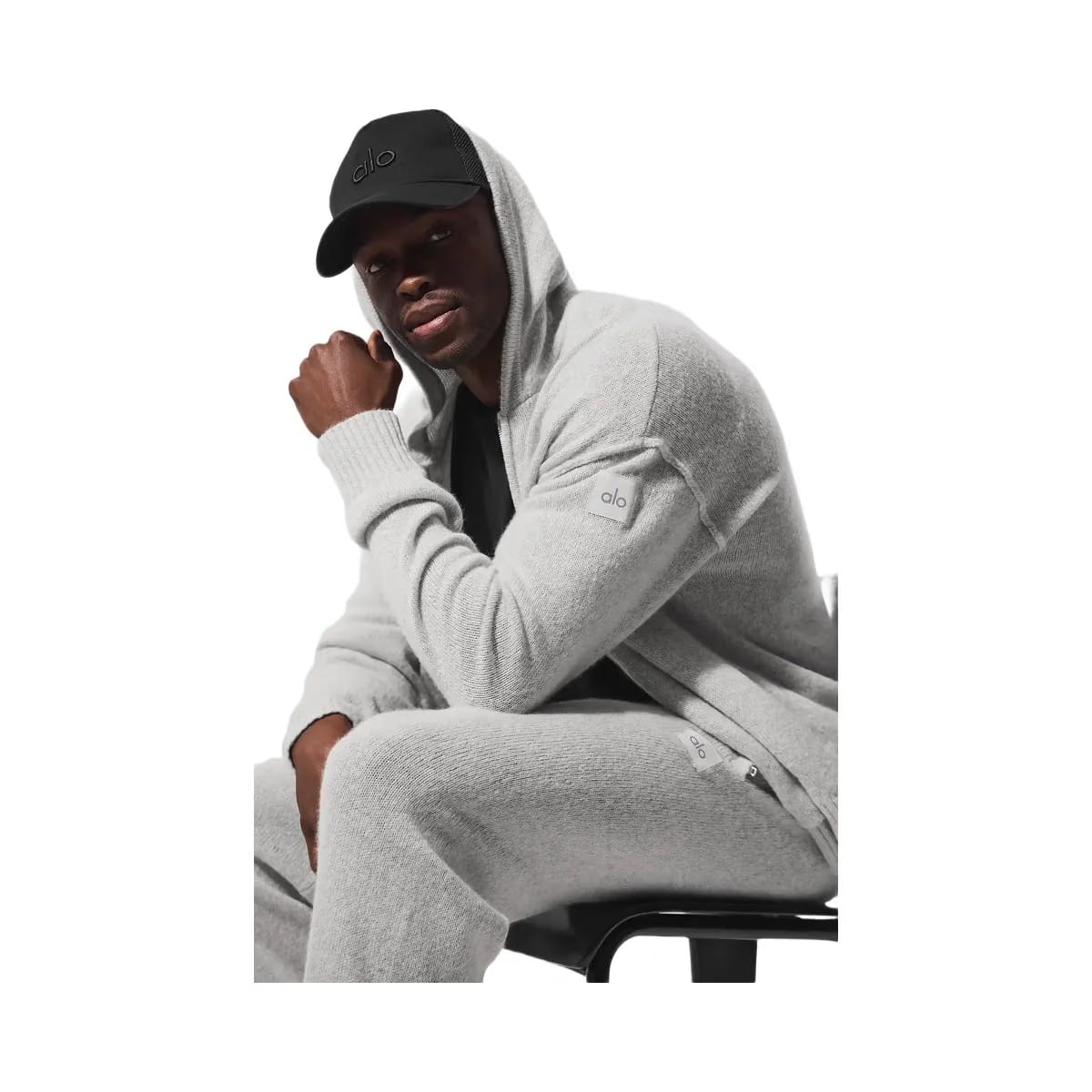 Alo Men's Wool Cashmere New Class Full Zip Hoodie - Pearl Grey Heather
