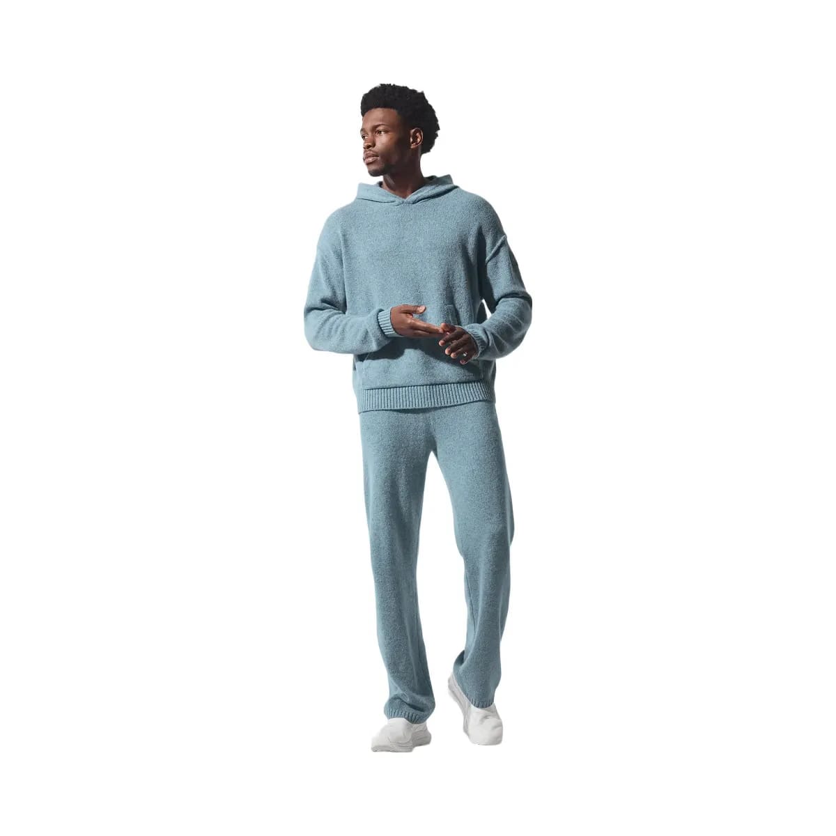 Alo Men's Wool Cashmere New Class Hoodie - Celestial Blue Granite Heather