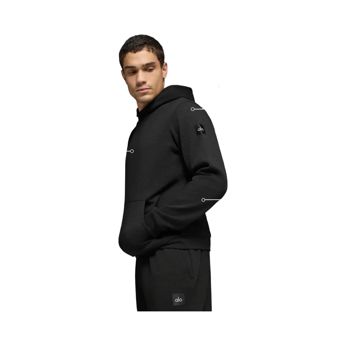 Alo Men's Waffle Lounge Hoodie - Black