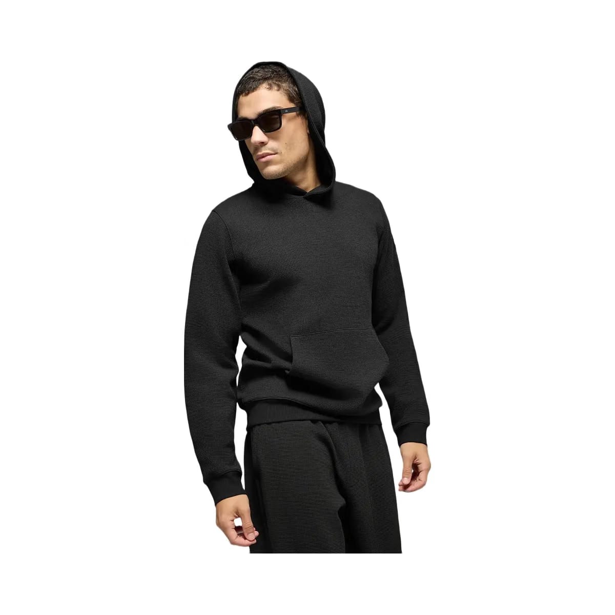 Alo Men's Waffle Lounge Hoodie - Black