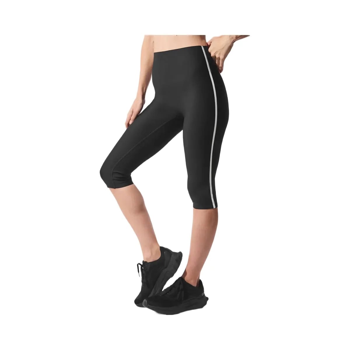 Alo Women's Airlift High-Waist Super Sleek Contrast Capri - Black/White