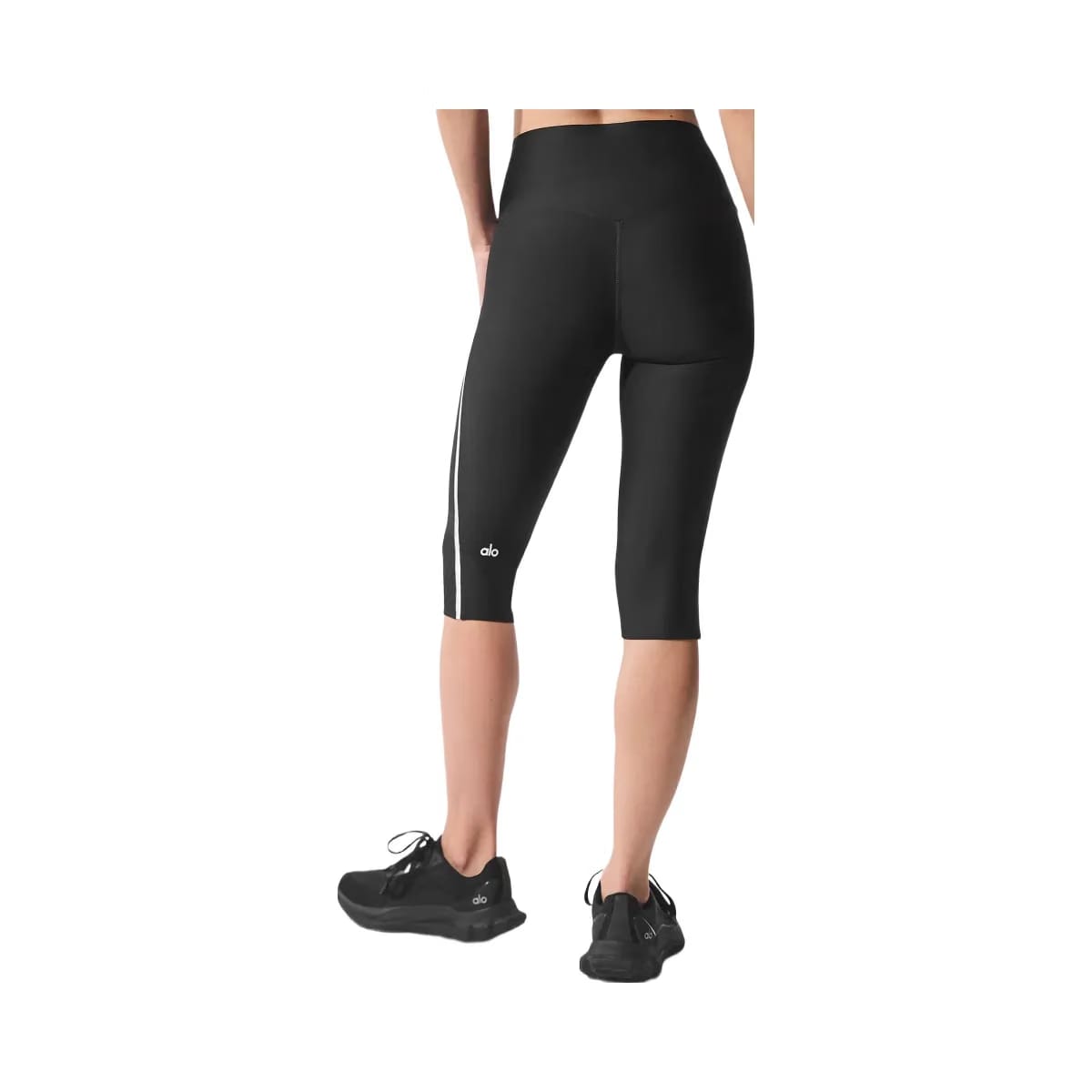 Alo Women's Airlift High-Waist Super Sleek Contrast Capri - Black/White