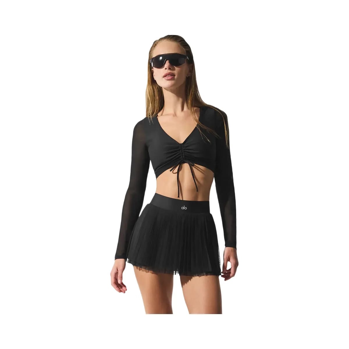 Alo Women's Airlift Mesh Divine Long Sleeve Bra - Black