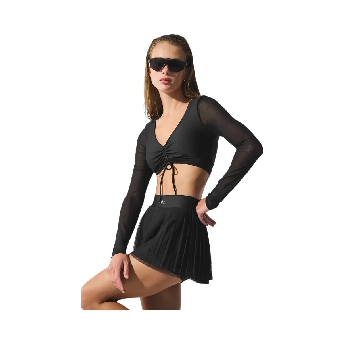 Alo Women's Airlift Mesh Divine Long Sleeve Bra - Black