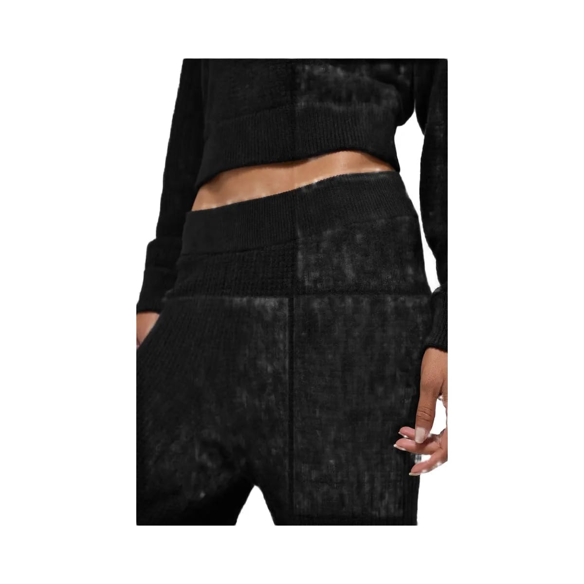 Alo Women's Cashmere High-Waist Plush Waffle Pant - Black