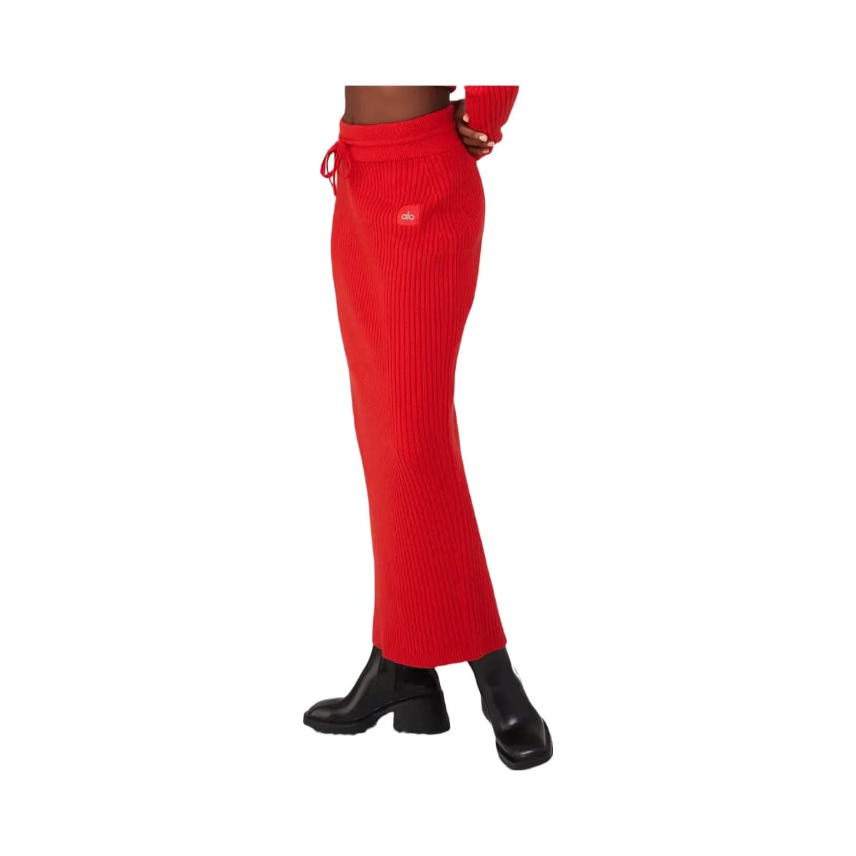 Alo Women's Cashmere Ribbed High-Waist Winter Dream Skirt - Red Flame