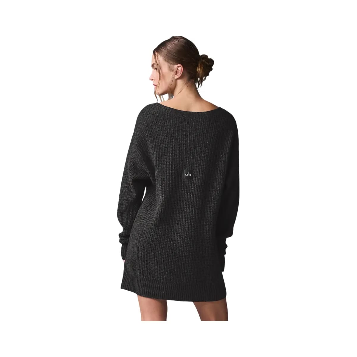 Alo Women's Cashmere Plush Waffle Dress - Dark Heather Grey