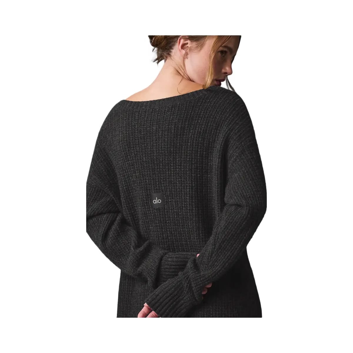 Alo Women's Cashmere Plush Waffle Dress - Dark Heather Grey