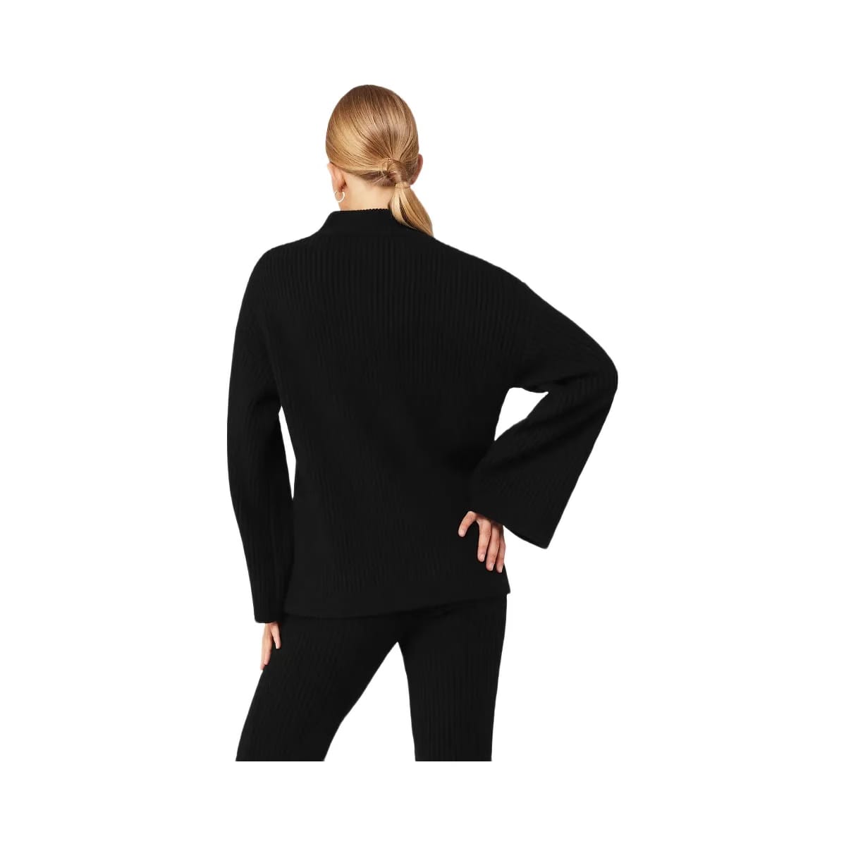Alo Women's Cashmere Ribbed Winter Dream Mock Neck Coverup - Black