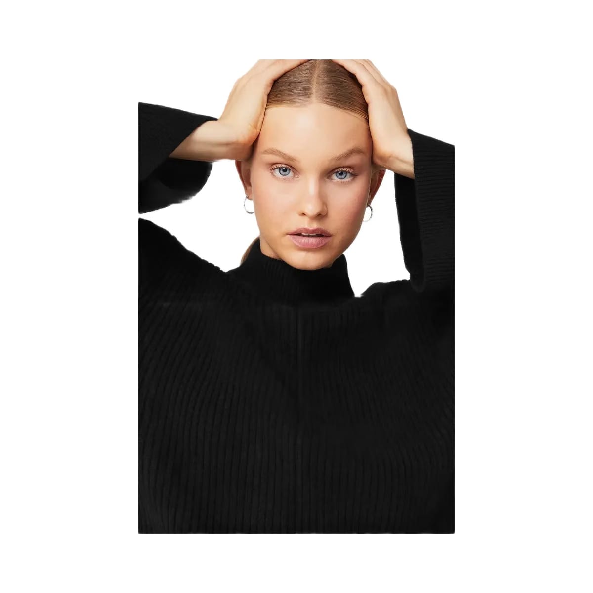 Alo Women's Cashmere Ribbed Winter Dream Mock Neck Coverup - Black