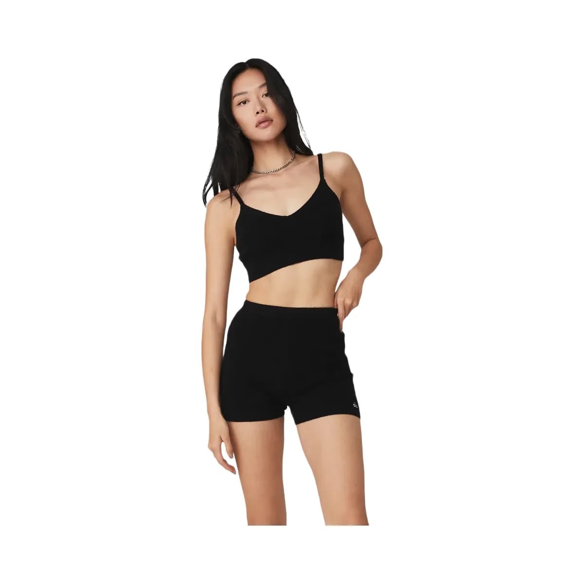 Alo Women's Cashmere Ribbed Staycation Bra - Jet Black