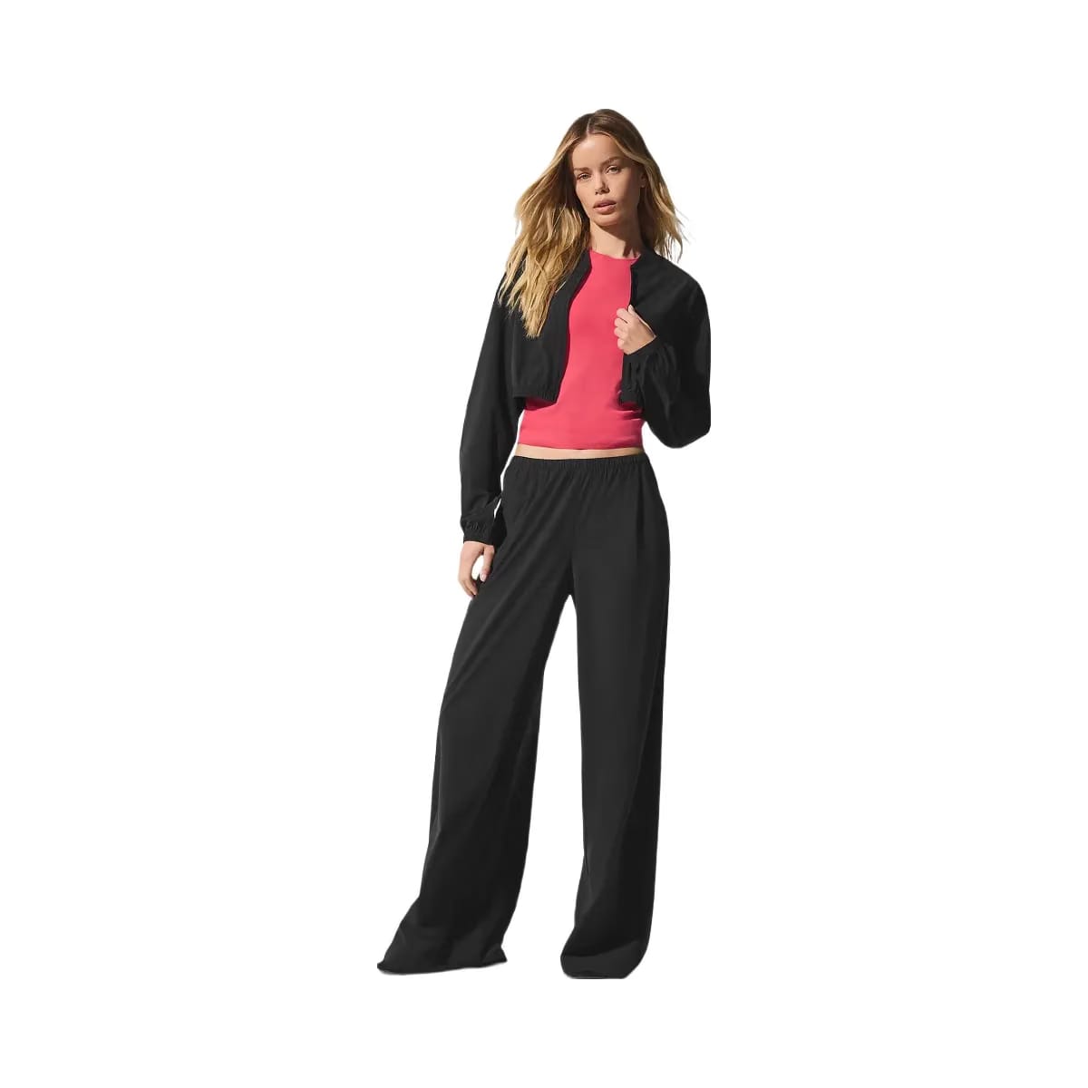 Alo Women's Cropped Breezy Full-Zip Cover Up - Black