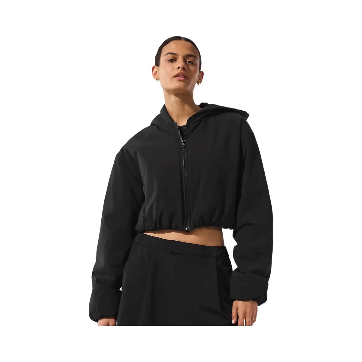 Alo Women's Cropped Mountain Peak Full-Zip Hoodie - Black