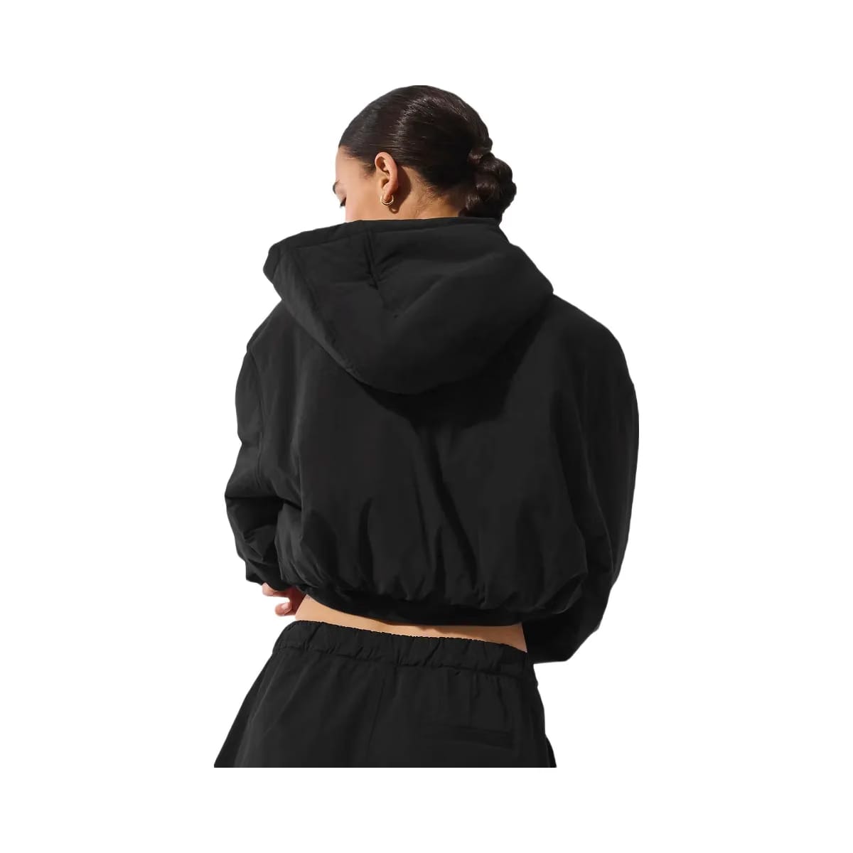 Alo Women's Cropped Mountain Peak Full-Zip Hoodie - Black