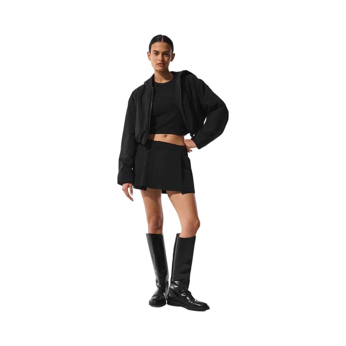 Alo Women's Cropped Mountain Peak Full-Zip Hoodie - Black