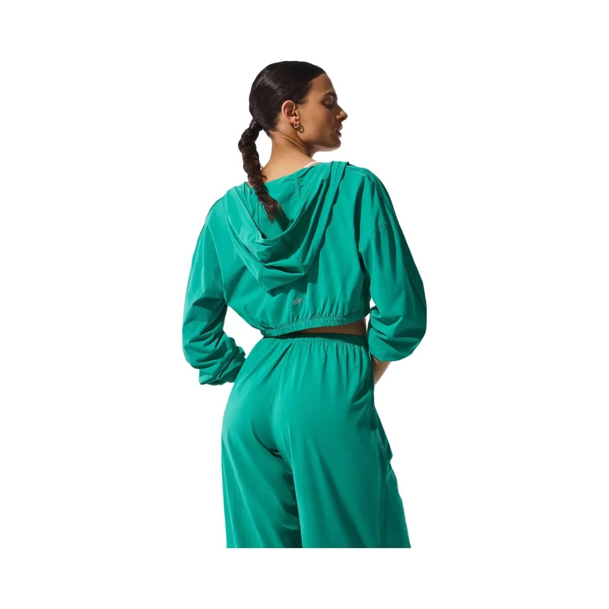 Alo Women's Cropped Breezy Full-Zip Hoodie - Spruce Green