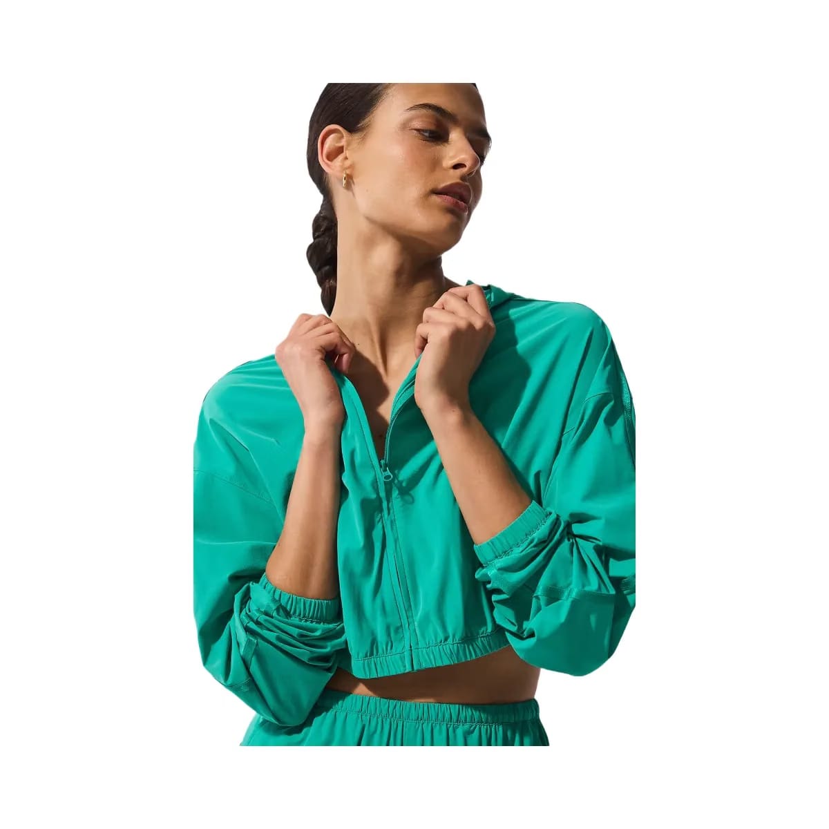 Alo Women's Cropped Breezy Full-Zip Hoodie - Spruce Green