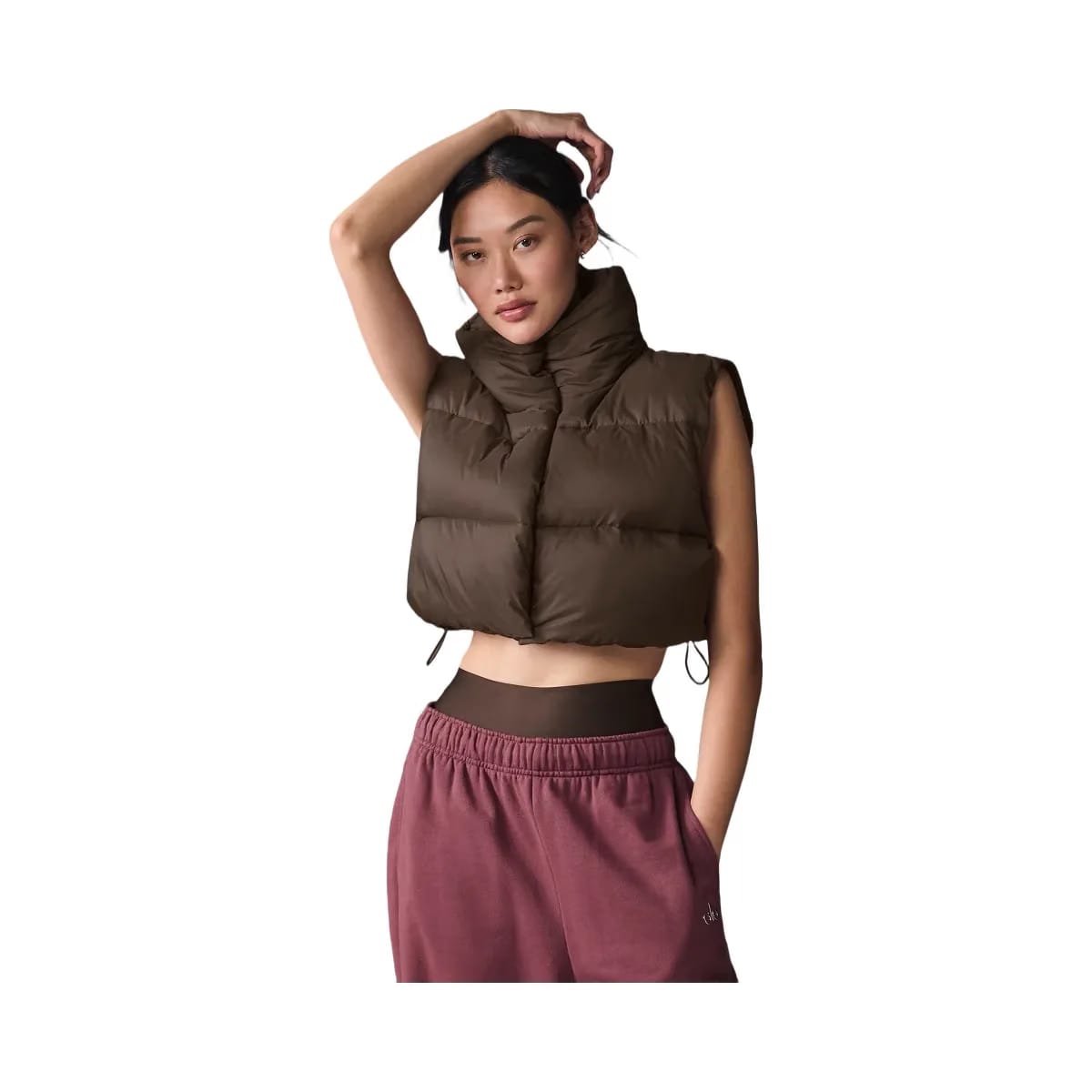 Alo Women's Cropped Gold Rush Puffer Vest - Espresso