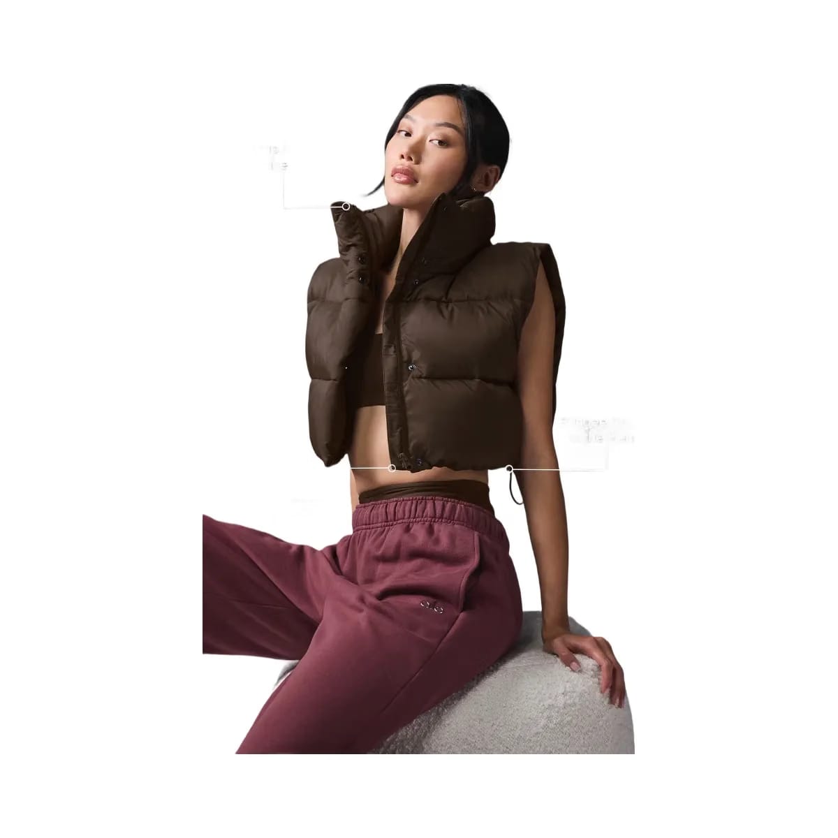 Alo Women's Cropped Gold Rush Puffer Vest - Espresso