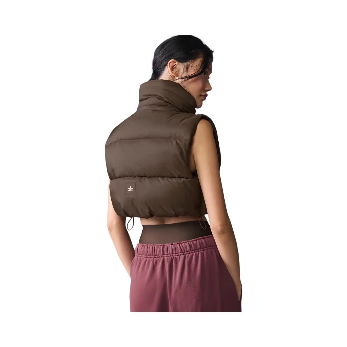 Alo Women's Cropped Gold Rush Puffer Vest - Espresso